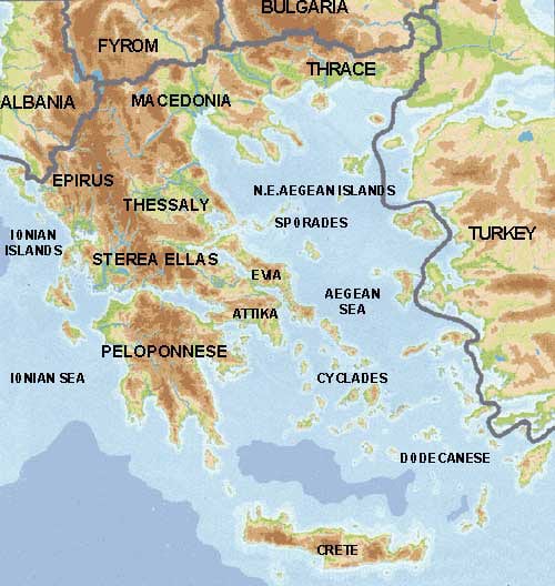 Physical Map of Greece