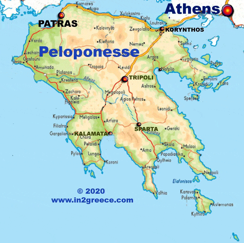 Map of Peloponesse